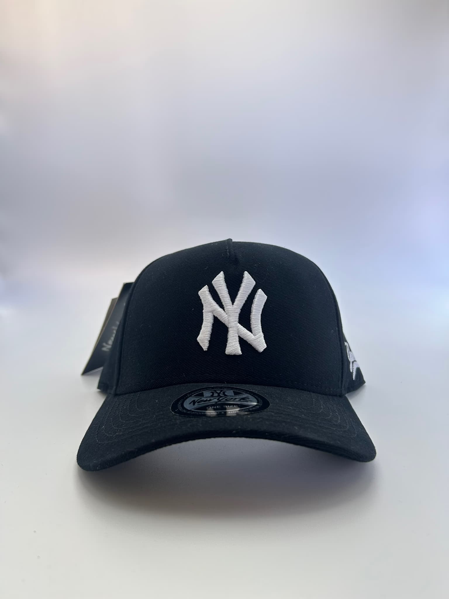 Boné aba curva New York branco e preto